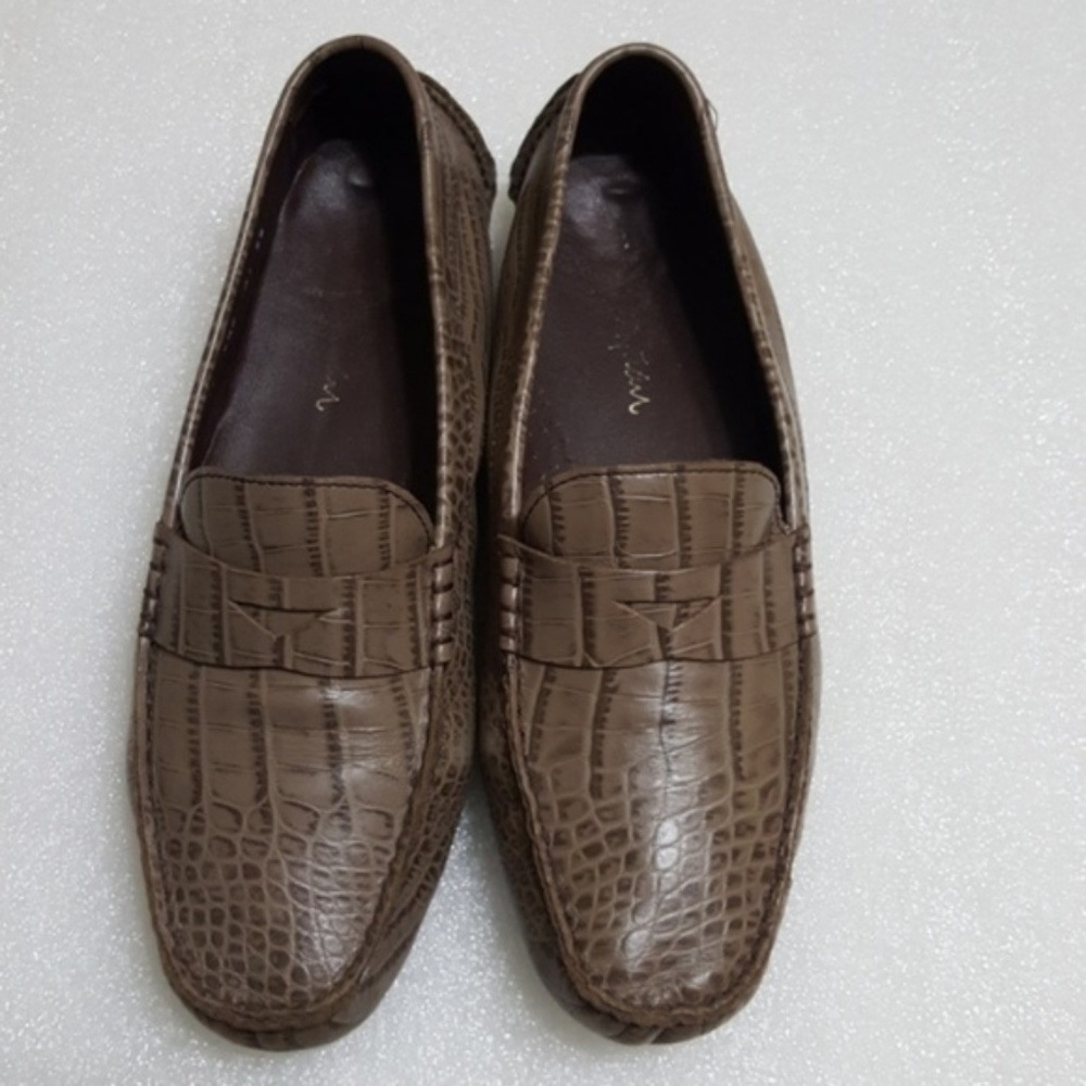 COLE HAAN womens croc print leather loafer.